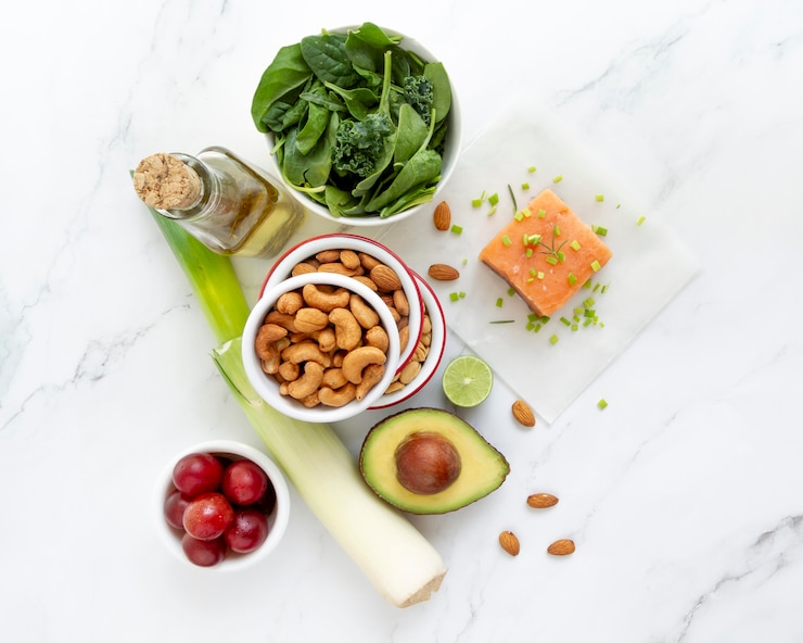 Foto gratuito composición de los alimentos de la dieta flexitaria