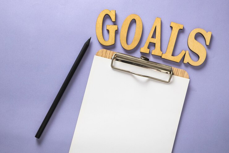 Foto gratuito composición de año nuevo con letras que ponen goals