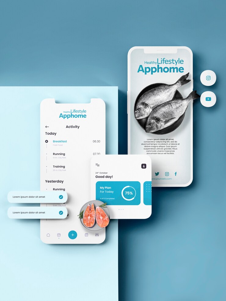 Foto gratuito composición de la aplicación de contador nutricional de vista superior