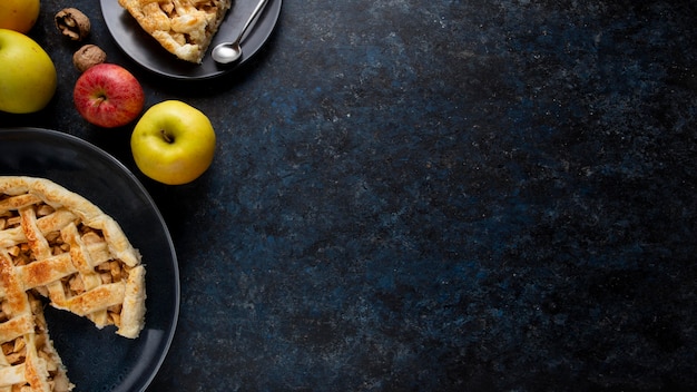 Composición de borde de comida de acción de gracias de vista superior con espacio de copia