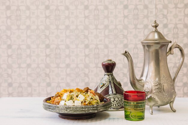 Composición de comida araba para ramadán