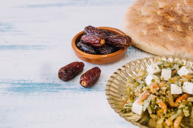 Composición de comida araba para ramadán