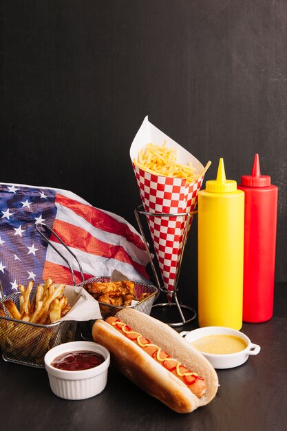 Composición de comida rápida americana