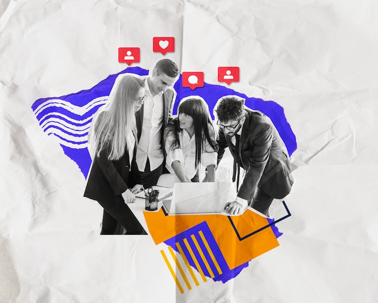 Foto gratuito composición del concepto de redes sociales