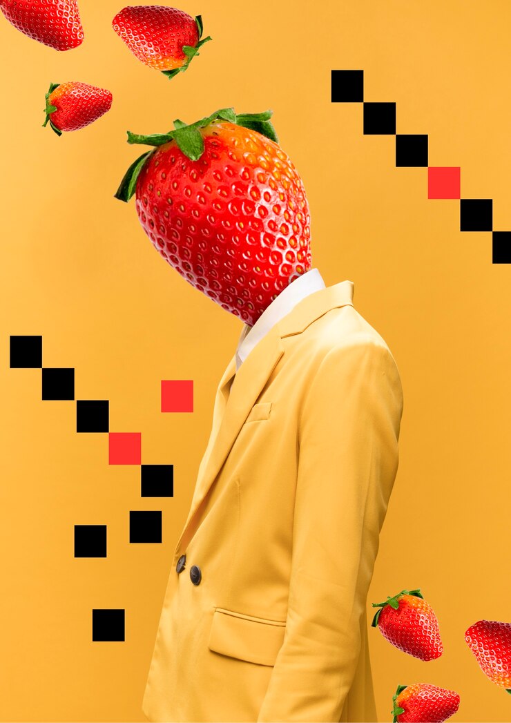 Foto gratuito composición creativa con textura de frutas y colores vibrantes.