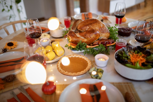 Composición de la deliciosa cena del día de acción de gracias.