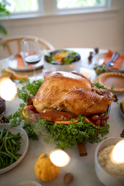 Composición de la deliciosa cena del día de acción de gracias.