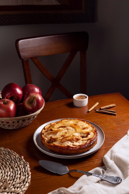 Composición deliciosa tarta de manzana