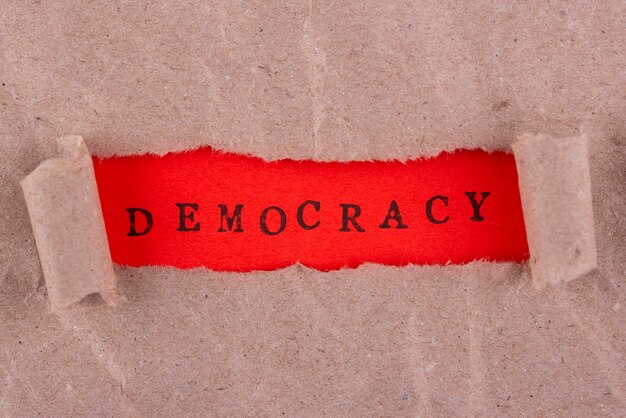 Composición de democracia de estilo de papel de vista superior