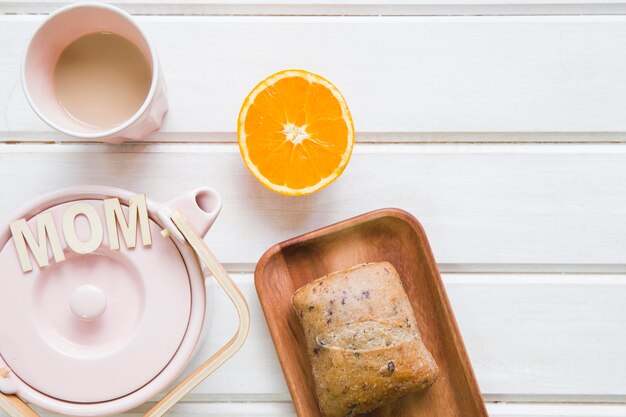 Composición de desayuno para el día de la madre