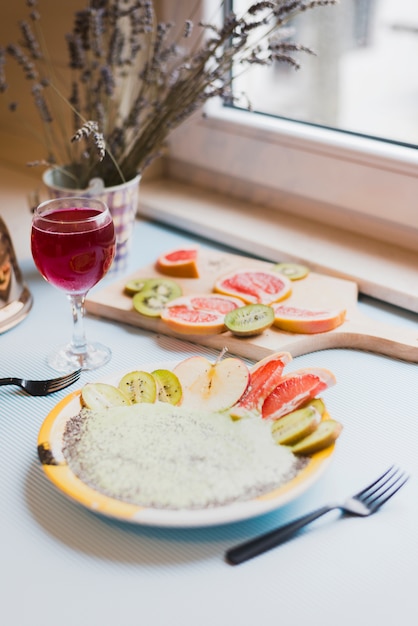 Composición de desayuno sano