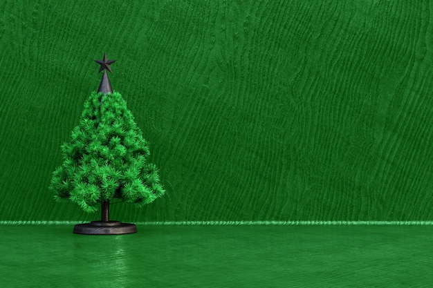Composición de feliz Navidad con ramas de pino Vista frontal. Maqueta de marco de año nuevo con espacio de copia Representación 3D