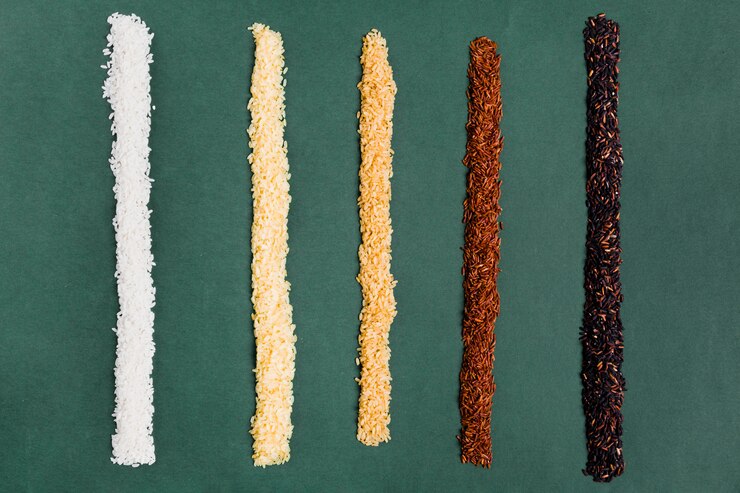 Foto gratuito composición flat lay de arroz