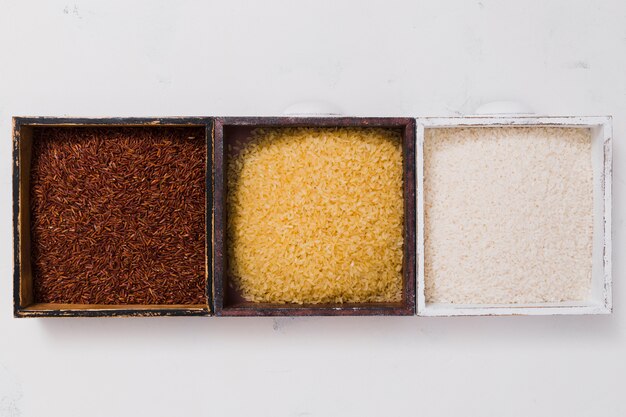 Composición flat lay de arroz