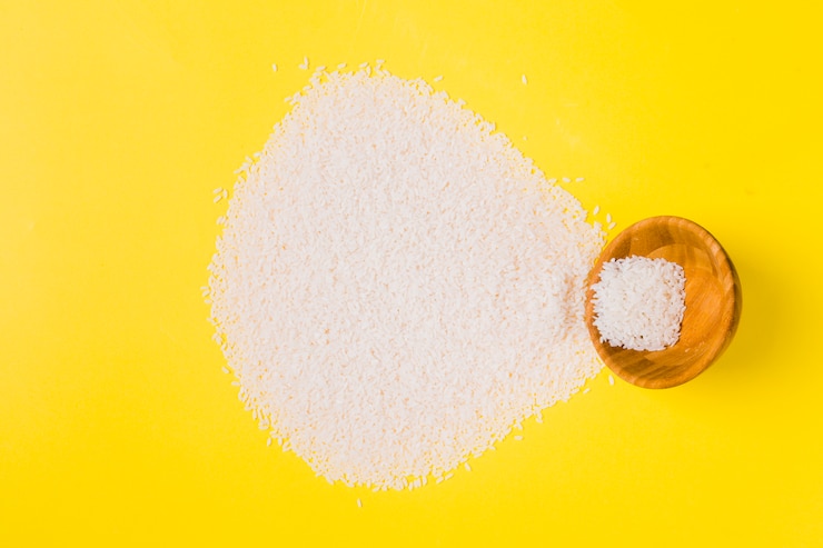 Foto gratuito composición flat lay de arroz