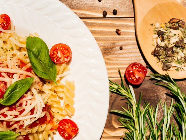 Composición flat lay de pasta