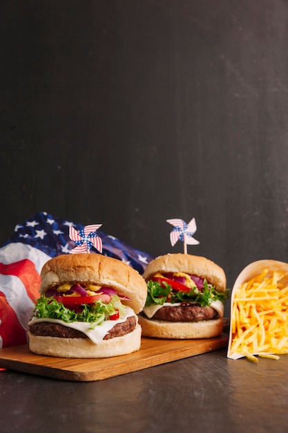 Composición de hamburguesas ricas americanas