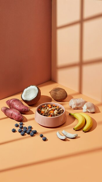 Composición de los ingredientes saludables de los alimentos para mascotas