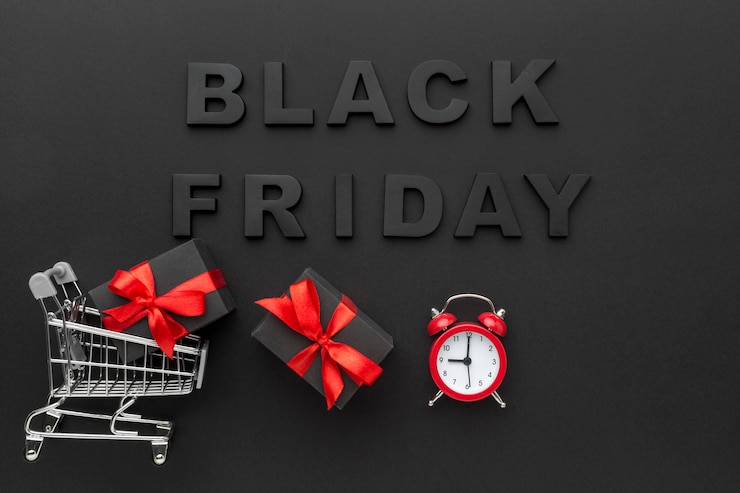 Foto gratuito composición de letras de viernes negro de vista superior