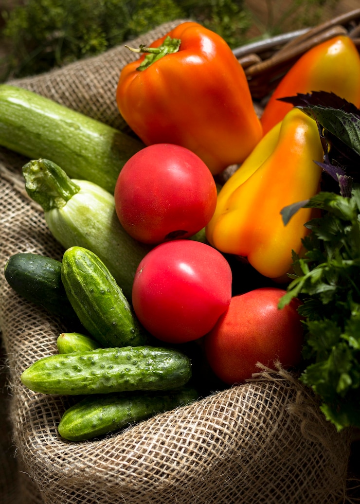 Foto gratuito composición otoñal de verduras frescas.
