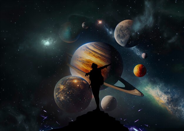 Composición de papel pintado astral de fantasía