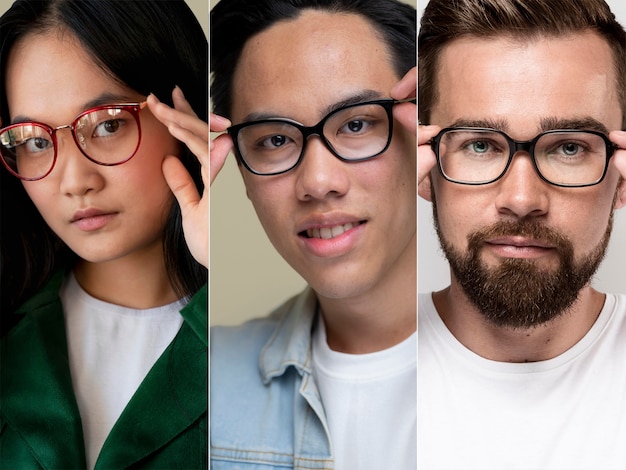 Foto gratuita composición de personas con gafas