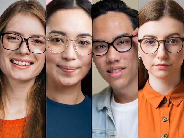 Foto gratuita composición de personas con gafas