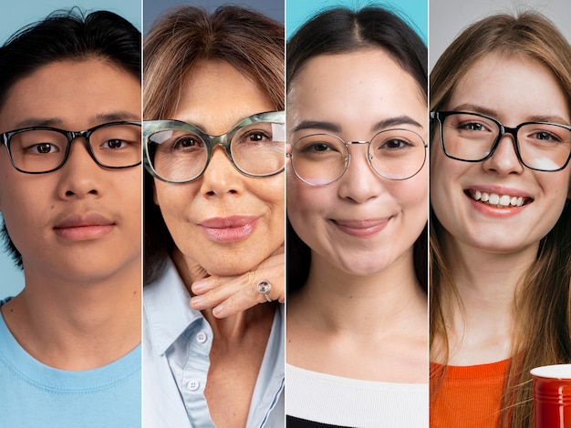 Foto gratuita composición de personas con gafas