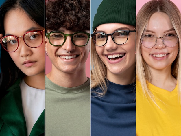 Foto gratuita composición de personas con gafas