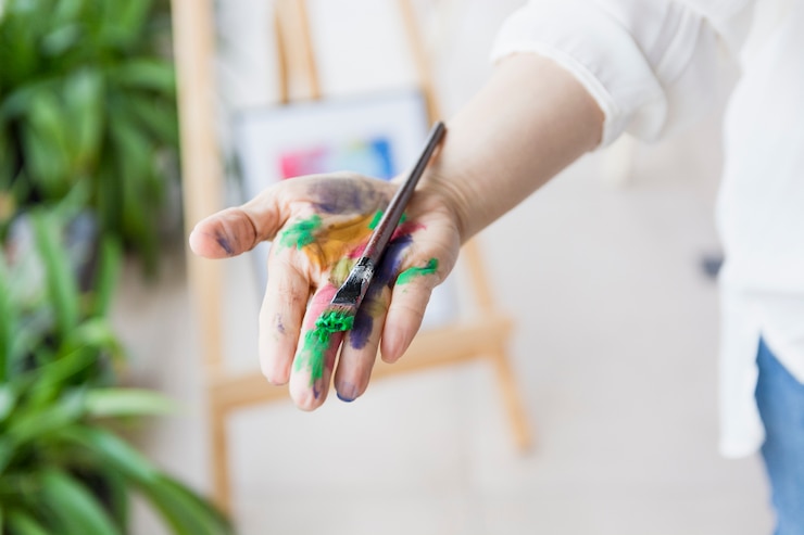 Foto gratuito composición de pintura moderna con estilo colorido