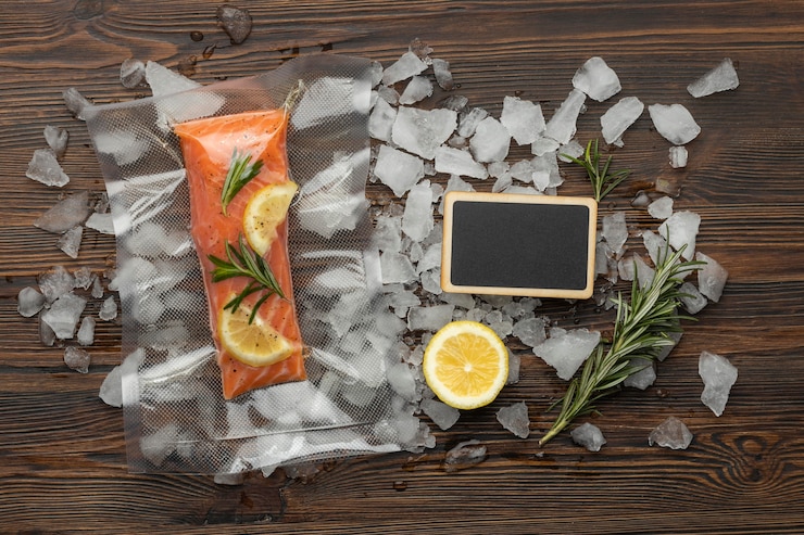 Foto gratuito composición plana de alimentos congelados saludables