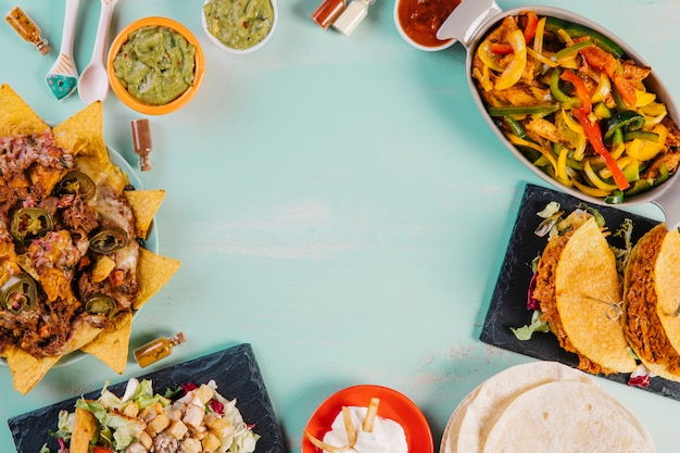 Composición salada de platos mexicanos