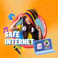 Foto gratuita composición de seguridad en internet para niños y jóvenes