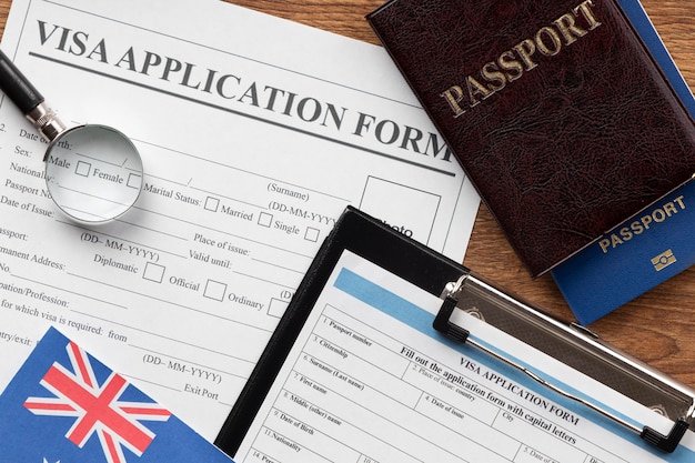 Composición de la solicitud de visa con bandera australiana