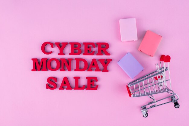 Composición de la vista superior del cyber monday