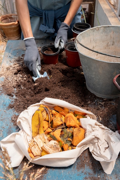 Compost concepto de naturaleza muerta