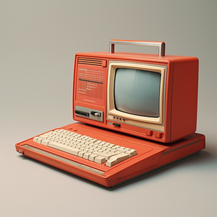 Foto gratuito computadora personal 3d de aspecto vintage
