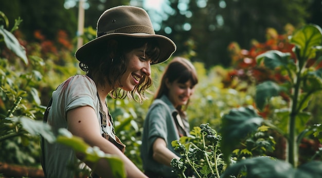 Comunidad de personas que trabajan juntas en la agricultura para cultivar alimentos