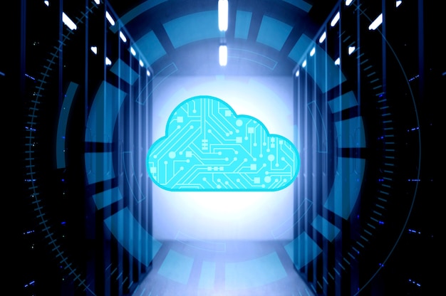 Concepto de alojamiento de sitios web con nube