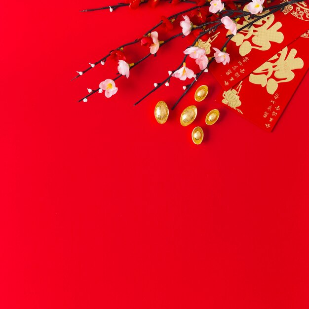 Concepto de año nuevo chino con espacio de copia