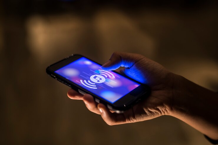 Foto gratuito concepto de aplicación de música para smartphone