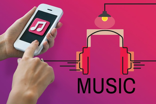 Concepto de auriculares multimedia de audio de música