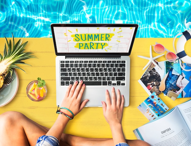 Concepto de banner de fiesta divertida de vacaciones de verano