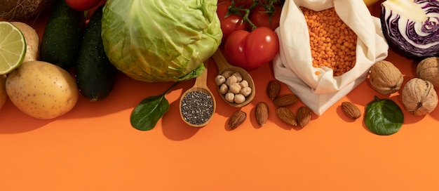 Foto gratuita concepto de banner de supermercado con ingredientes