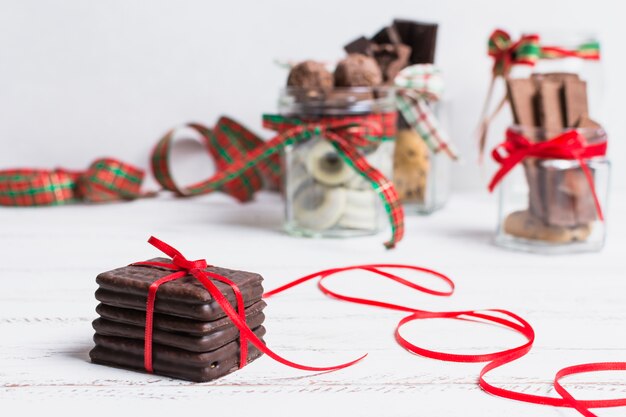 Concepto de chocolate y navidad