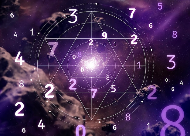 Concepto de collage de numerología