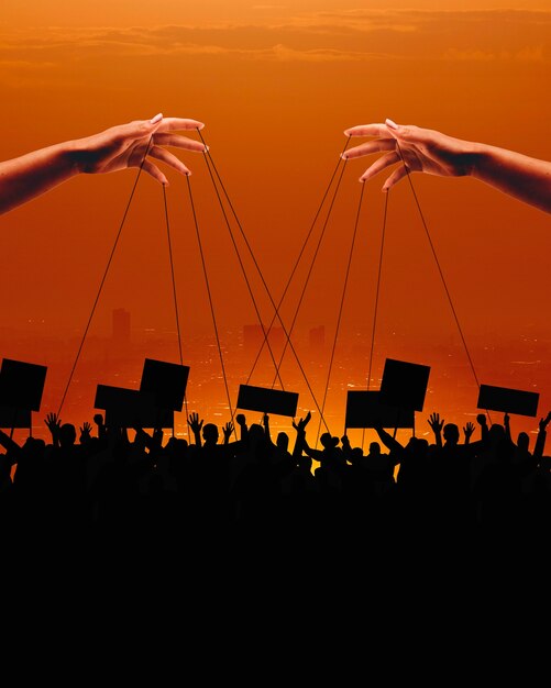 Concepto de collage de la opresión de la dictadura