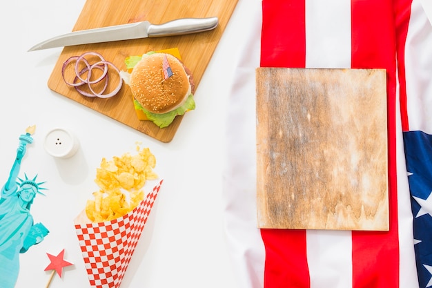 Concepto de comida rápida americana de vista superior