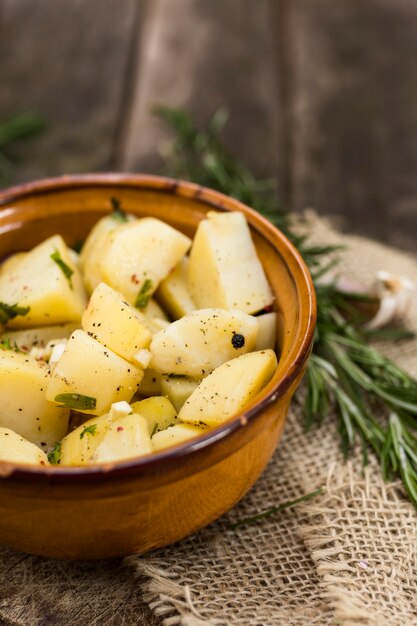 Concepto de comida sabrosa con papas