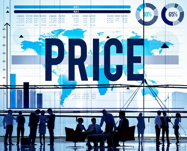 Concepto de compra de producto de precio de materia prima de costo de precio